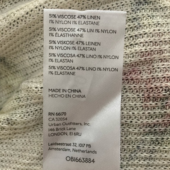 By Anthropologie Printed V Neck Sweater Linen Blend Abstract Floral NWOT - Picture 8 of 12